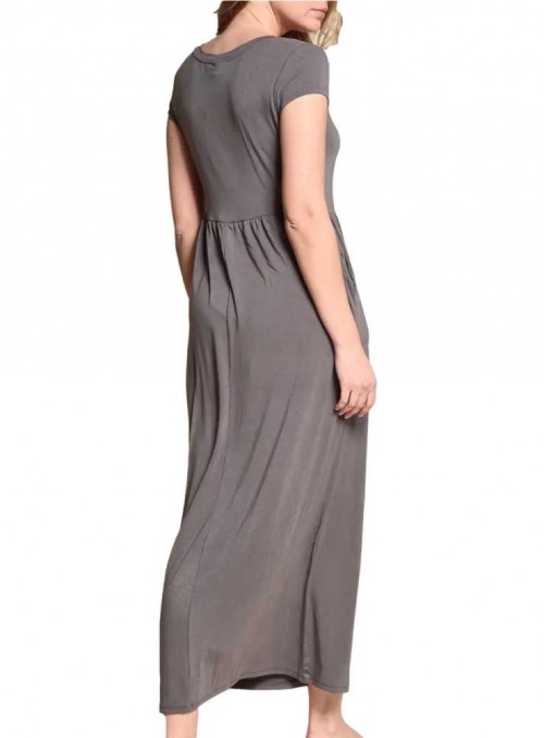 Bamboo maxi Dress with pockets, Baby Doll Grey