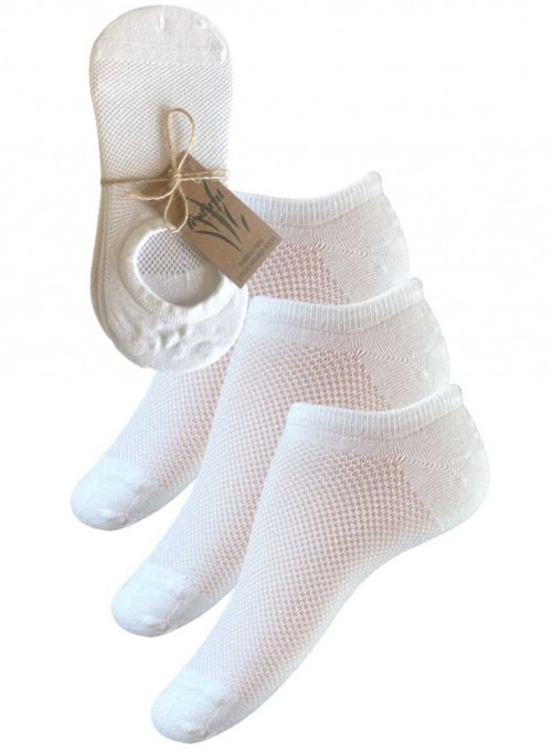 3 pack bamboo sneackers socks, invisible socks White from Festival