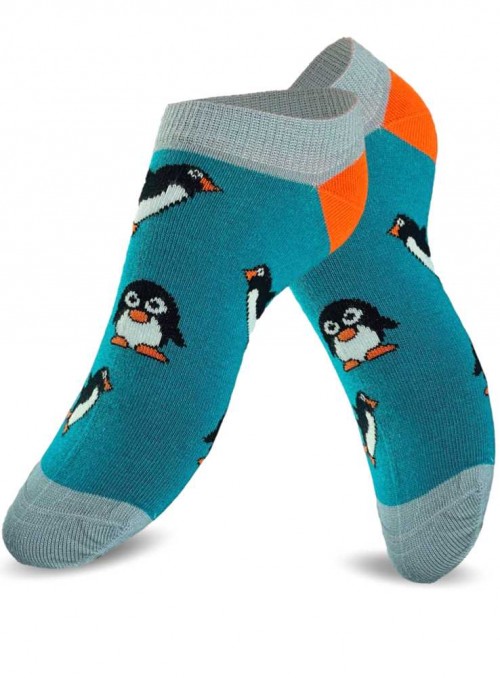 Bamboo Ankel Socks womens Teal Penguin from Doris & Dude