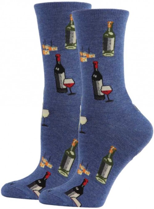 Bamboo Socks for women with Wine &amp; Cheese