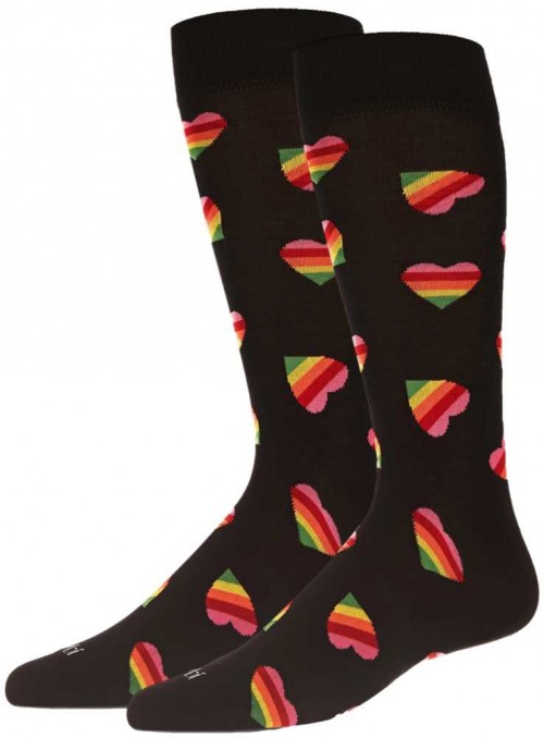 Bamboo Socks Rainbow Heart mens socks
