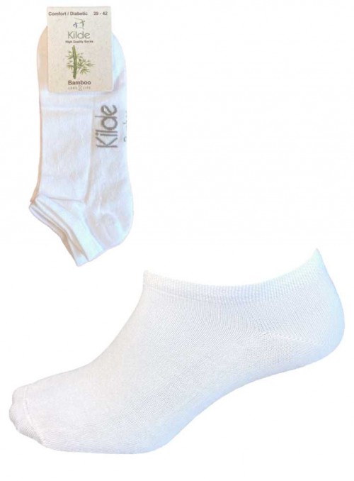 Kilde® Bamboo Comfort and Diabetic ankle socks, sneakers socks white