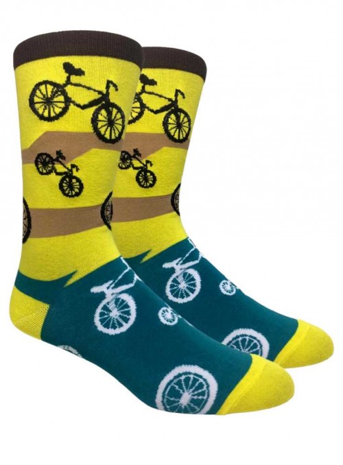 Cotton novelty socks Yellow bicycle